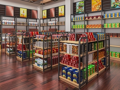 现代便利店 超市 零食店 小卖店 超市货架 展柜 生活用品区