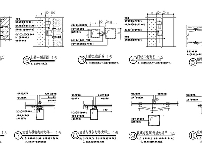 门铰铝板玻璃节点安装大样 节点 结构节点图