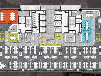 现代利丰广场超大型办公室平面系统图施工图