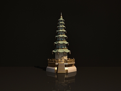 中式雕塑尖塔