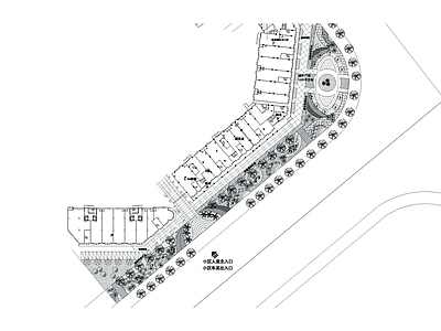 现代道路绿化 沿街广场 植物配置图 施工图