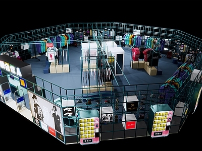 现代网红服装店 潮牌快闪店 商场