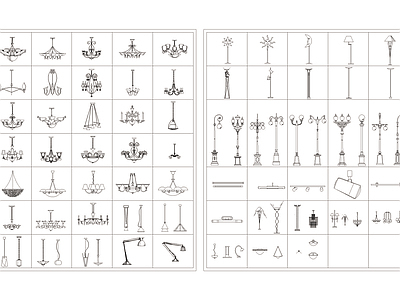CAD灯具平立面和电气图例施工图