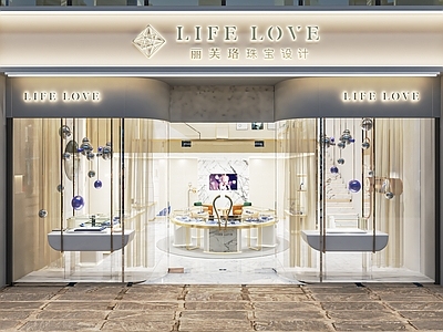 现代珠宝店 门头门面 珠宝展示柜