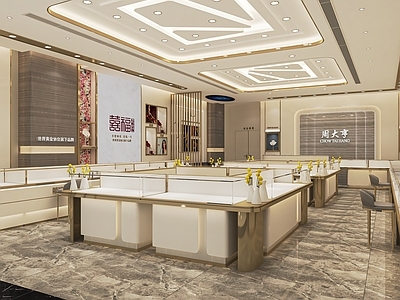 现代珠宝店 珠宝展示柜 首饰店 商场柜台 饰品店 展示柜 展柜 中岛