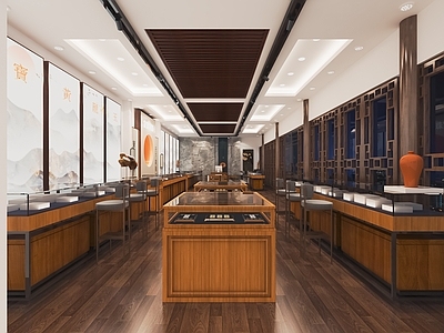 新中式珠宝店 玉器店 珠宝展示柜 首饰店 饰品店 展示柜 中岛台