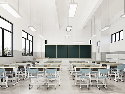 现代学校教室 教室桌椅