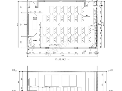中小学建筑50人化学实验室平面图 施工图