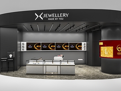 现代珠宝店 门头门面 金店 珠宝展示柜 首饰店 饰品店 展示柜 中岛台