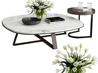 MISSANA现代茶几 圆形 子母形 品牌 大理石茶几 圆茶几