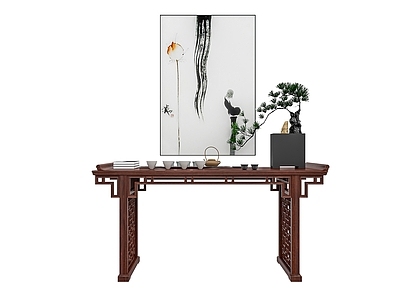 中式端景条案 花架