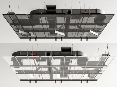 工业风吊顶 金属网吊 顶管道吊顶 空调管道