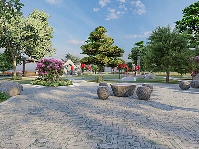 新中式公园景观 戏院