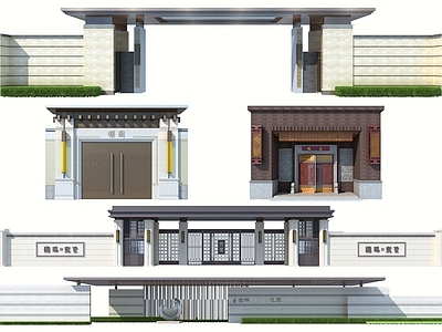 新中式入口大门 小区入口