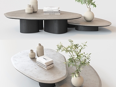 现代茶几 子母形 大理石茶几 异形茶几