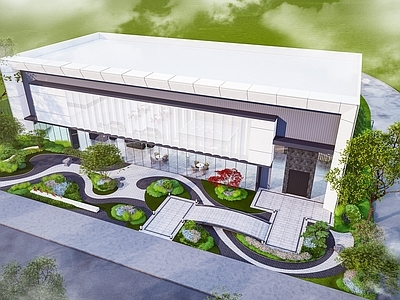 现代售楼处建筑 景观 方形