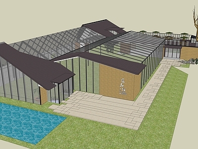现代温室花房展示文化场馆