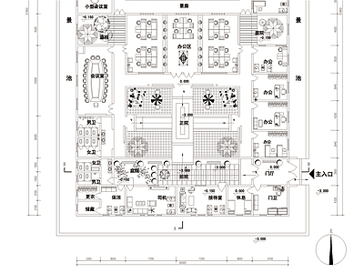 古典办公用四合院建筑平面图 施工图