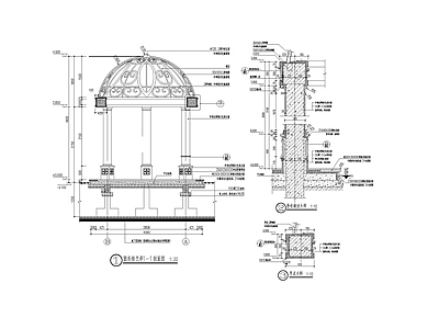 欧式简约圆形铁艺亭 施工图