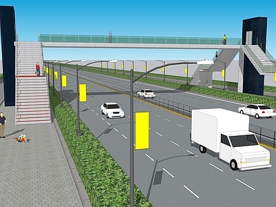 现代道路 景观天桥