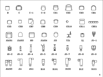 现代CAD平面家具图块  图库 平面图块
