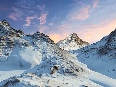 现代山体山峰雪山 地形山脉 群山 雪山景观 自然山脉