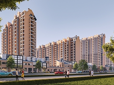 美式沿街商业住宅 小区大 传达室