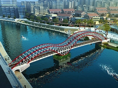 现代大桥 吊桥 拱桥 人行桥