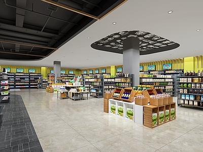 工业风超市 百货零食区 特产食品区