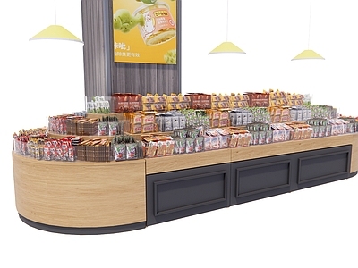 现代超市便利店零食散货架