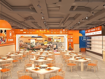 现代串串火锅店 工业顶 座椅