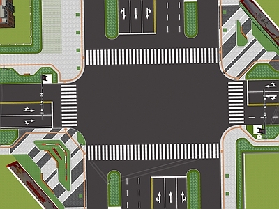 现代道路 市政路口 街角花园 市政