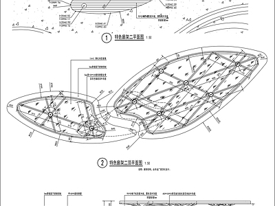叶子造型廊架详图 图库 景观小品