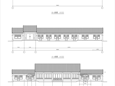 中式四合院建筑设计 平方剖面图 施工图