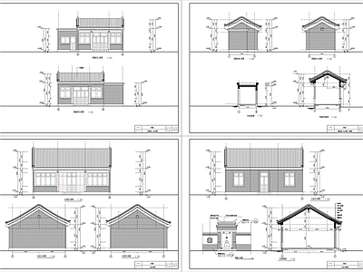 中式四合院平面图 立面图 施工图