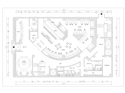 酒店一楼CAD平面布置图 施工图 公区