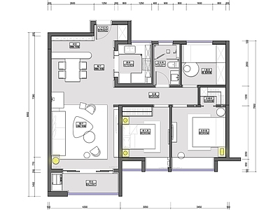 住宅样板房平面图 施工图 平层