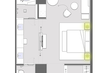 高端酒店客房平面图 施工图