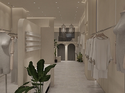 现代服装箱包店 错层空间