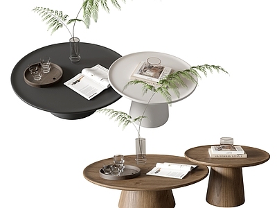 现代茶几 圆形 子母形 圆茶几