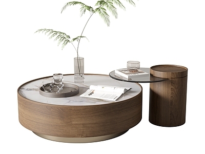 现代茶几 圆形 子母形 大理石茶几 圆茶几