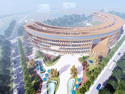 现代弧形教学楼展览馆建筑 中山大学MBA中心大楼