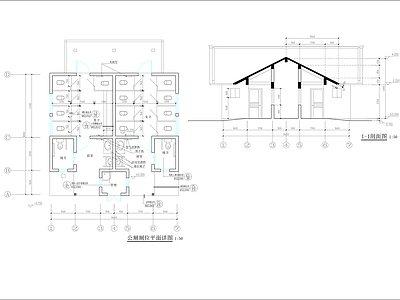 新中式厕所施工图纸cad