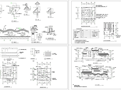 新中式仿古公厕及垃圾站施工图cad