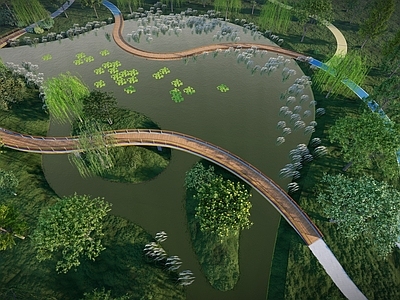 现代滨水景观 栈道