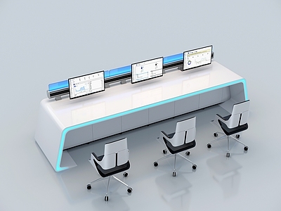 现代办公桌椅组合 控制台 指挥台