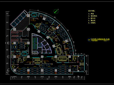 现代办公空间平面图 施工图