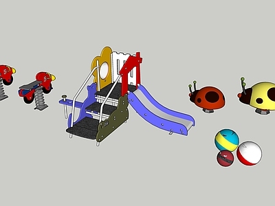 小型滑梯 摇摇椅 七星瓢虫 星球彩色儿童游戏区
