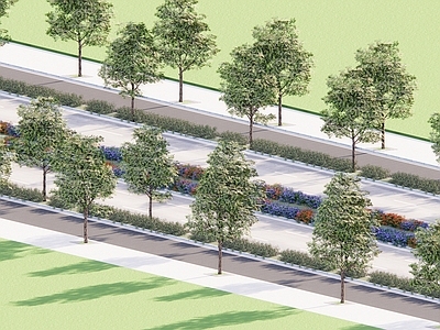 现代城市道路景观 车道景观 行道树 绿化带 隔离带 植物组合
