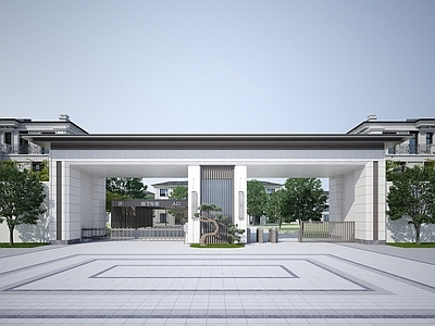 新中式小区入口大门